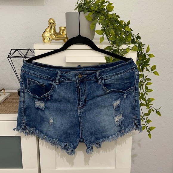 Pants - Distressed Denim Shorts